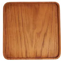 Bazar Bizar Safaary - The Teak Square Plate - Natural - M