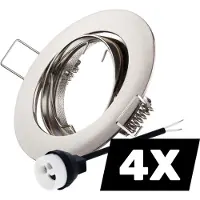 LEDmaxx 4 stuks | 4 Stuks Inbouwspot rond geborsteld ijzer kantelbaar voor GU10 | zaagmaat 68mm | GU10 | Max 1x50W exclusief