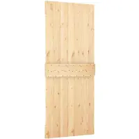 vidaXL Schuifdeur Natuurlijk en Wit 85 x 210 cm Massief Pine Hout