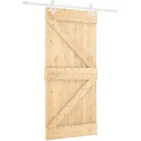 vidaXL Schuifdeur Natuurlijk en Wit 90 x 210 cm Massief grenenhout