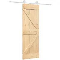 vidaXL Schuifdeur Natuurlijk en Wit 70 x 210 cm Massief Pine Hout