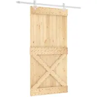 vidaXL Schuifdeur Natuurlijk en Wit 100 x 210 cm Massief Grenenhout