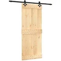 vidaXL Schuifdeur Naturel en Zwart 85 x 210 cm Massief Pine Hout