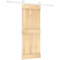 vidaXL Schuifdeur Natuurlijk en Wit 80 x 210 cm Massief Pine Hout