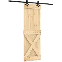 vidaXL Schuifdeur Naturel en Zwart 70 x 210 cm Massief Pine Hout