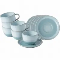 Like. by Villeroy & Boch Kaffeetassen mit Untertassen Perlemor Aqua 190 ml Set van 6