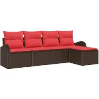 vidaXL Tuinbank Set 5 st Bruin poly rattan
