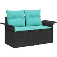 vidaXL Tuin Sofa met kussen met opslag 141 x 62 x 69 cm poly rattan