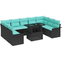 vidaXL Tuinbank Set 10 st Zwart Poly Riet