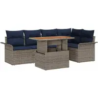 vidaXL Tuinbank Set 6 st Grijs Poly rattan