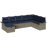 vidaXL Tuinbank Set met kussen met opslag 8 pcs Poly rattan