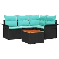 vidaXL Tuinbank Set 5 st 4-Aantal zitplaatsen Zwart en Turkoois