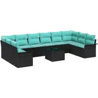 vidaXL Tuinset met 11 delen, zwart, van polyrotan