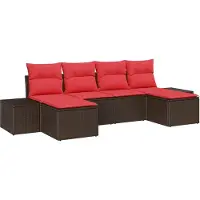 vidaXL Tuinbank Set 4 st Bruin en Rood poly rattan