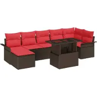 vidaXL Tuinbank Set 8 st Bruin [Synthetisch]: Poly Riet