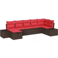 vidaXL Tuinset met 7 zitplaatsen, bruin, van polyrotan
