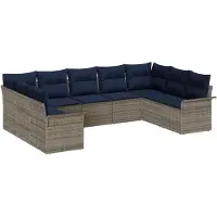 vidaXL Tuinbank Set met opslag 9 pcs Lichtgrijs poly rattan
