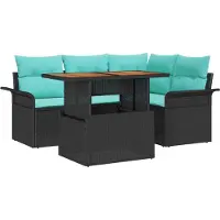 vidaXL Tuinbank Set 5 st Zwart en blauw