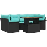 vidaXL Tuinset, 7-delig, zwart, polyrotan