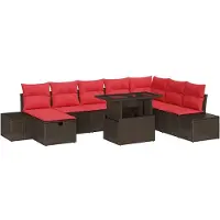 vidaXL Tuinbank Set 9 st poly rattan
