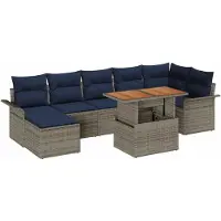 vidaXL Tuinset, 8-delig, grijs, polyrotan