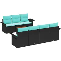 vidaXL Tuinbank Set 8 st 7-Aantal zitplaatsen Zwart en Turkoois
