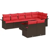 vidaXL Tuinbank Set met opslag 9 pcs Bruin poly rattan