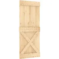 vidaXL Schuifdeur Naturel en Zwart 85 x 210 cm Massief Pine Hout