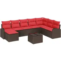 vidaXL Tuinbank Set 9 st Bruin [Synthetisch]: Poly Riet