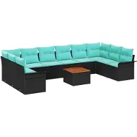 vidaXL Tuinset, 11 delen, 10 zitplaatsen, zwart en turquoise