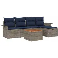 vidaXL Tuinbank Set 6 st Grijs Poly rattan