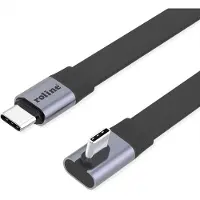 Roline USB 4.0 platte kabel, C-C, M/M, 8K UHD-2, 80Gbit/s, 240W, aan één kant 90° gekanteld, zwart, 0,8 m