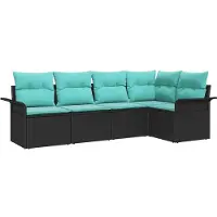 vidaXL Tuinbank Set 5 st Zwart poly rattan