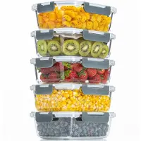 Stosh Meal Prep Bakjes - Vershoudbakjes - Diepvriesbakjes - Luchtdicht - 5 Stuks - 1L - BPA Vrij - Glas