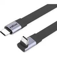 Roline USB4 2.0 Flachkabel, C–C, ST/ST einseitig 270°-gewinkelt, 8K UHD-2, 80Gbit/s, 240W, schwarz, 0,8 m