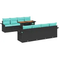 vidaXL Tuinbank Set 9 st Zwart Poly rattan
