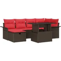 vidaXL Tuinset met 7 zitplaatsen, bruin, van polyrotan