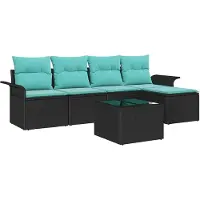 vidaXL Tuinbank Set 6 st Zwart poly rattan