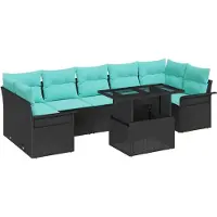 vidaXL Tuinbank Set 8 st Zwart [Synthetisch]: Poly Riet