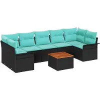 vidaXL Tuinbank Set 8 st 7-Aantal zitplaatsen Zwart en Turkoois