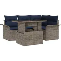 vidaXL Tuinbank Set 5 st Grijs [Synthetisch]: Poly Riet