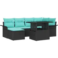 vidaXL Tuinbank Set 7 st Zwart [Synthetisch]: Poly Riet