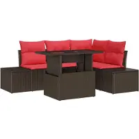 vidaXL Tuinbank Set 6 st 4-Aantal zitplaatsen Bruin en Rood