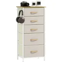 HOMCOM Stoffen Ladekast-Vliesstof, Staal-86L x 30B x 94,5H cm-Beige