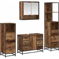 vidaXL Badkamermeubel Set 4 st Oud Hout 80 x 33 x 60 cm Bewerkt hout
