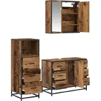 vidaXL Badkamermeubel Set 3 st Oud Hout 80 x 33 x 60 cm Bewerkt hout