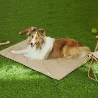 OEM Nylon hondenbed voor buiten, model Trail Pup, inclusief reistas - Waterbestendig inlegkussen van schuim voor kamperen - Uitzonderlijk comfortabel strandbed voor honden - Khaki kleur