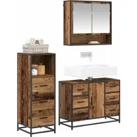 vidaXL Badkamermeubel Set 3 st Oud Hout 80 x 33 x 60 cm Bewerkt hout