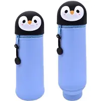 OEM Kunststof etui 2-in-1 met bureauhouder, blauw, pinguinmotief