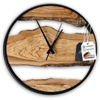 OEM Grote houten wandklok van natuurlijk hout, zonder tikgeluid, rustiek handgemaakt, geschikt voor de woonkamer